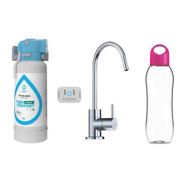 System filtracji wody FLOW BASIC D10 chrom z butelką