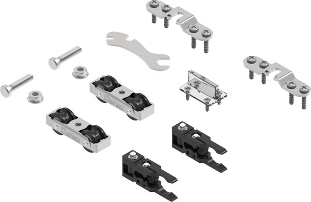 JUEGO ACCESORIOS SF-A90  PUERTA CORREDERA PLETINA SOBREPUESTA CON 2 FRENOS RETENEDORES