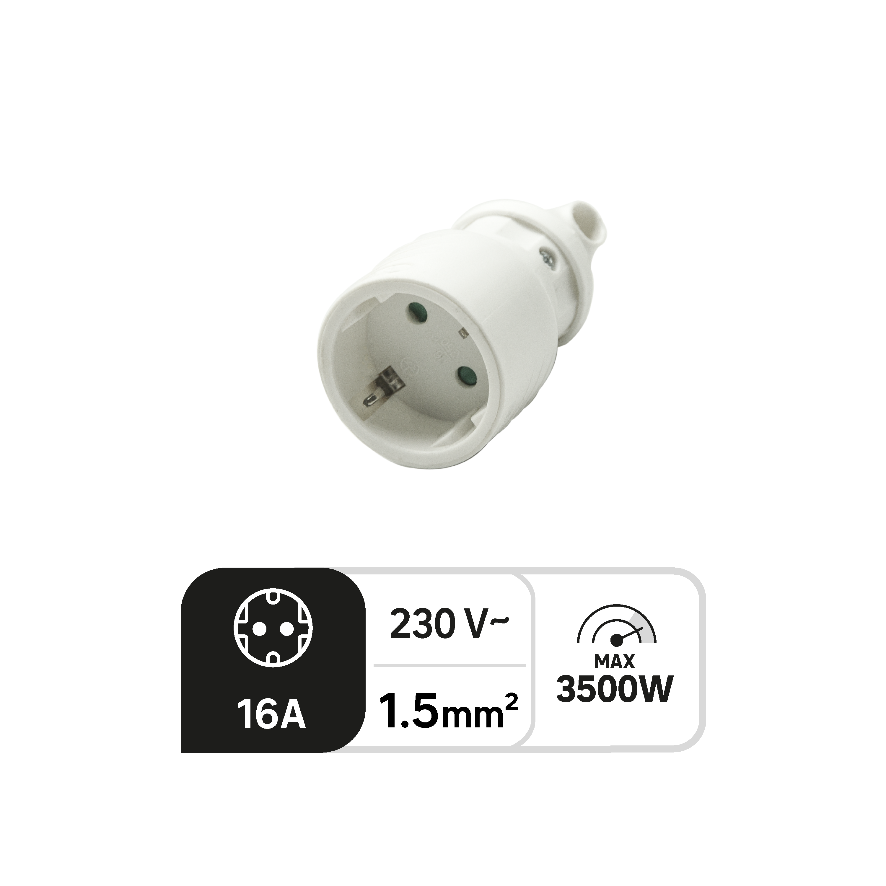 Ficha fêmea saída lateral 16a com anel extração branca - 2