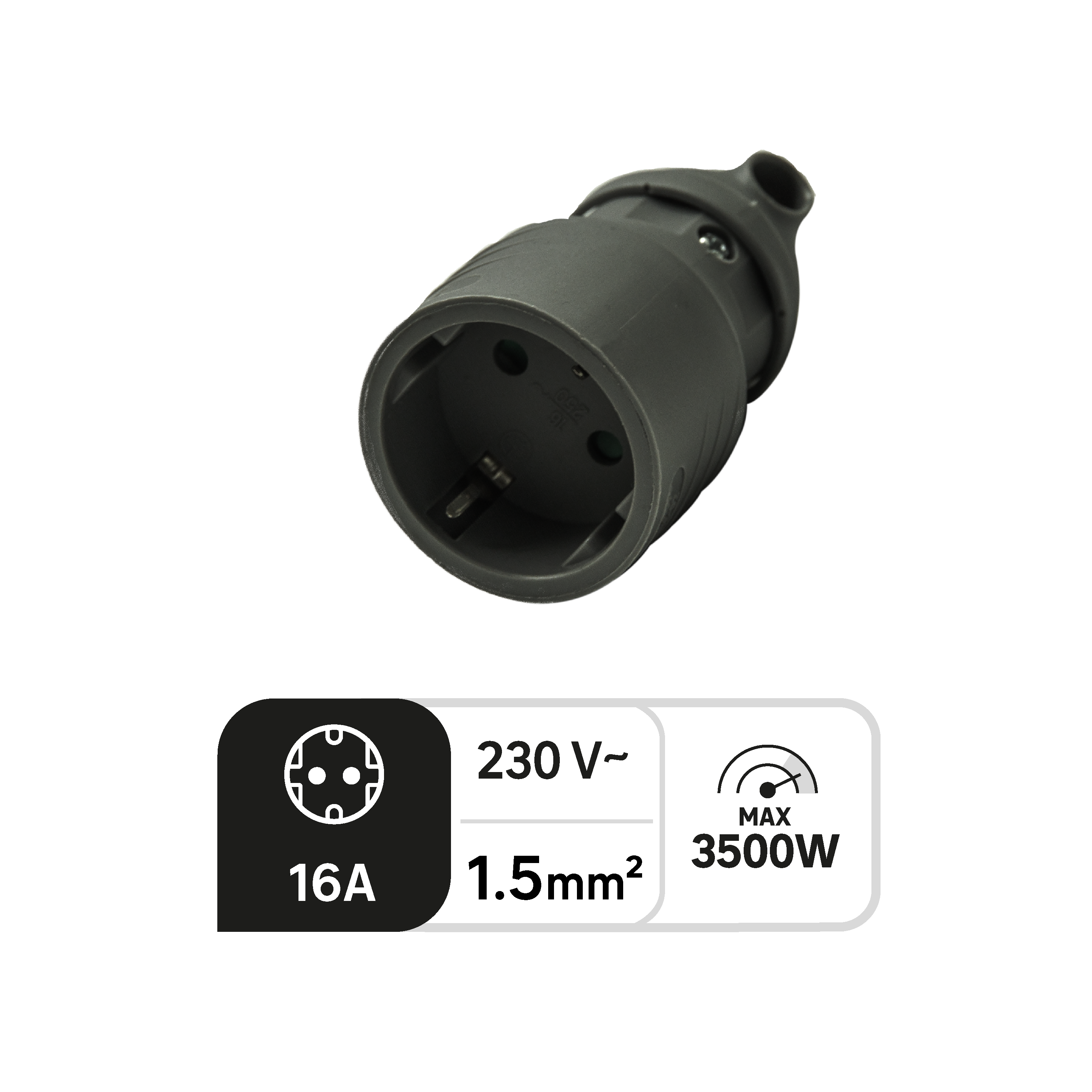 Ficha fêmea saída lateral 16a com anel extração preta - 2