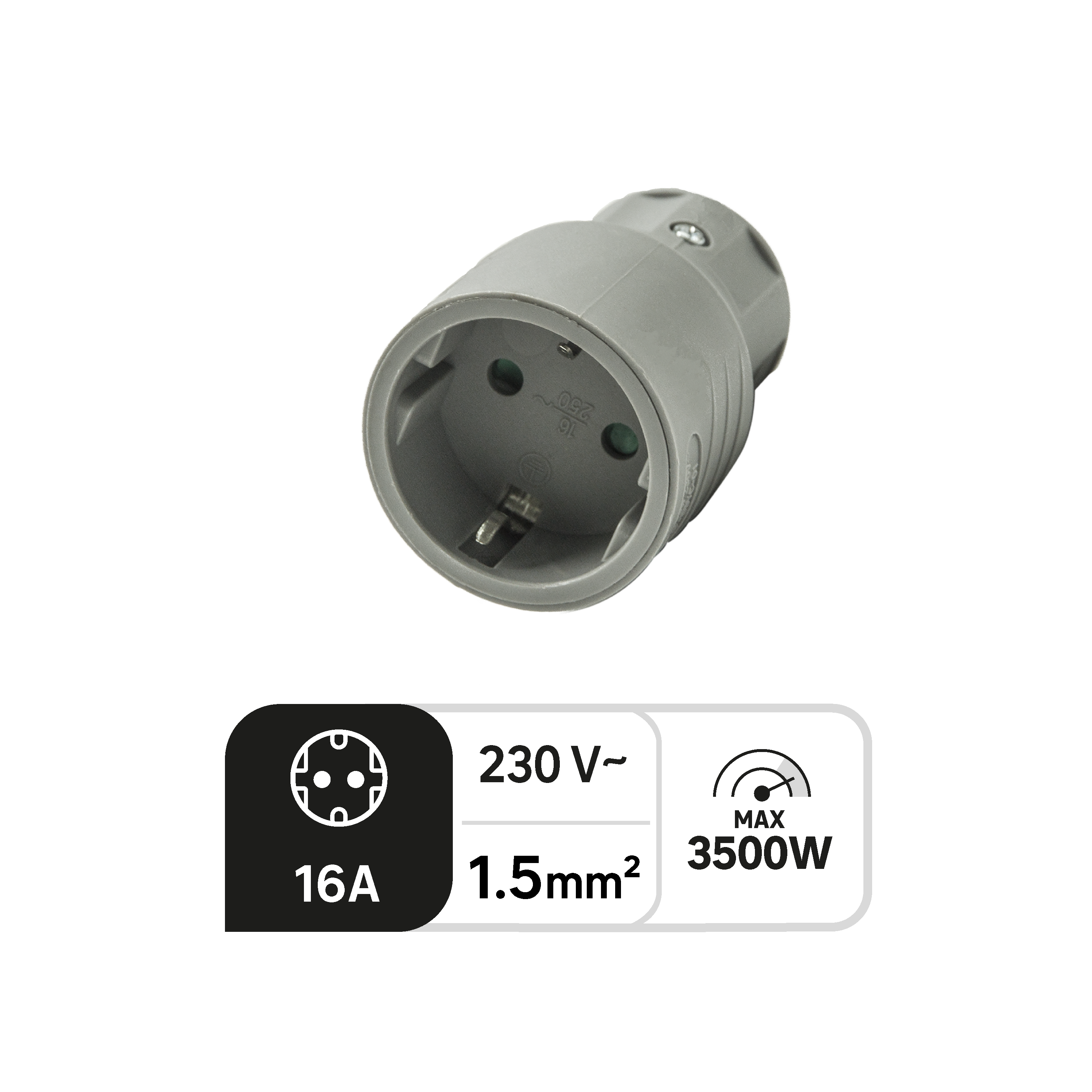 Ficha fêmea SAÍDA FRONTAL 16A CINZENTA - 2