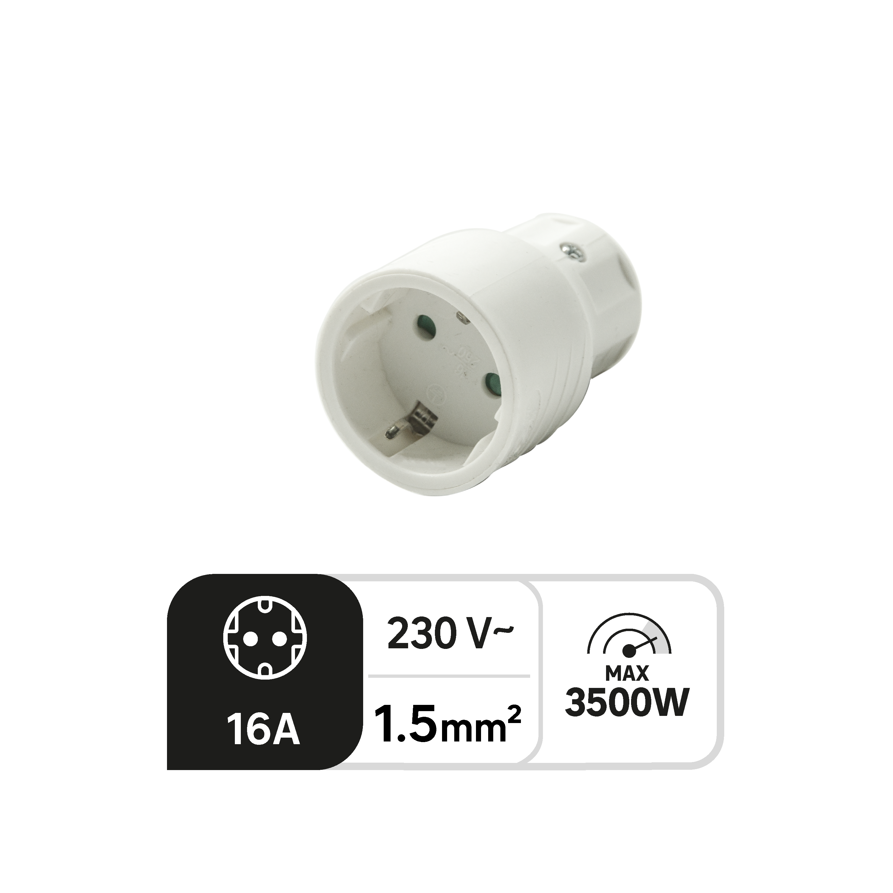 Ficha fêmea SAÍDA FRONTAL 16A BRANCA - 2