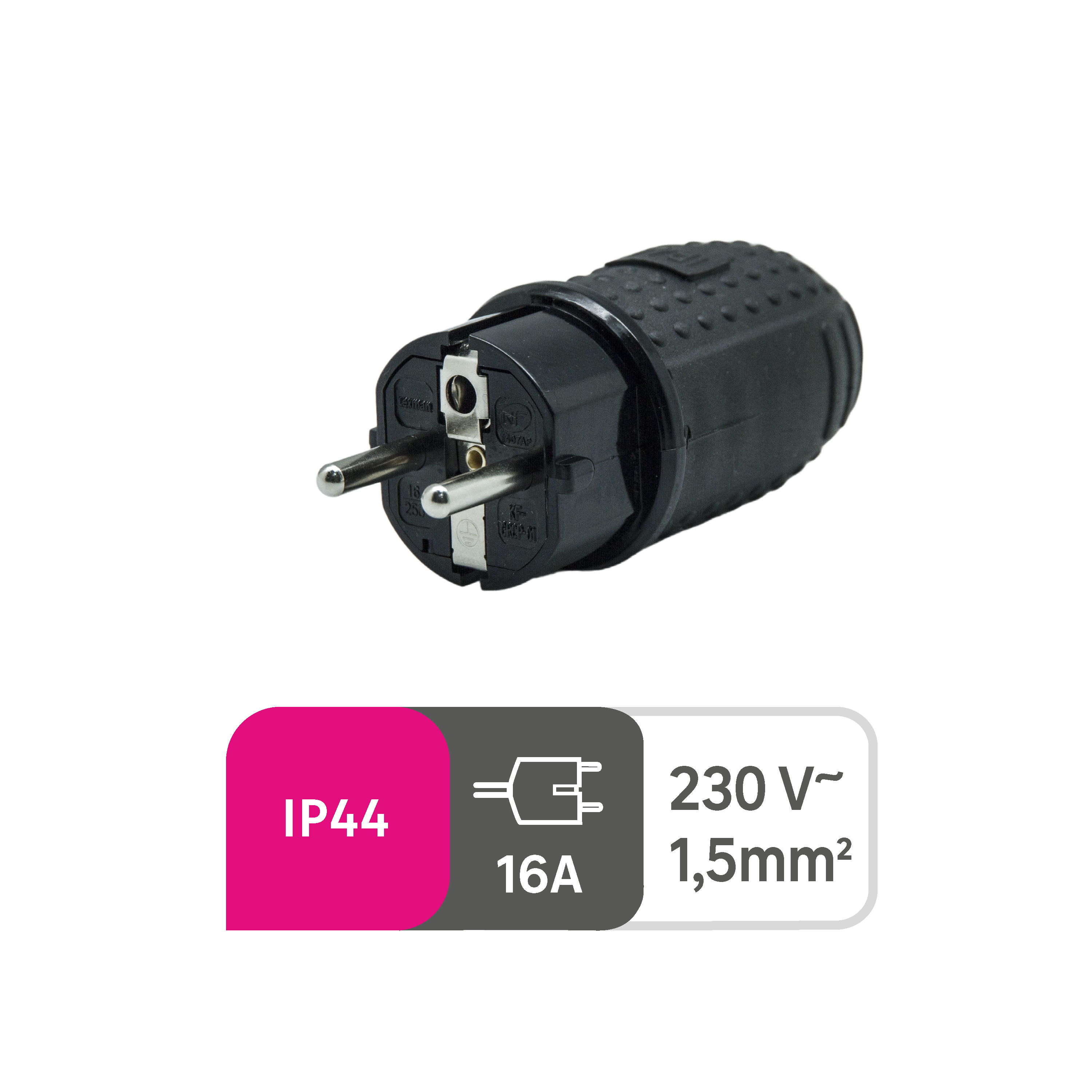 Fiche électrique mâle 2 pôles 6 A - 5