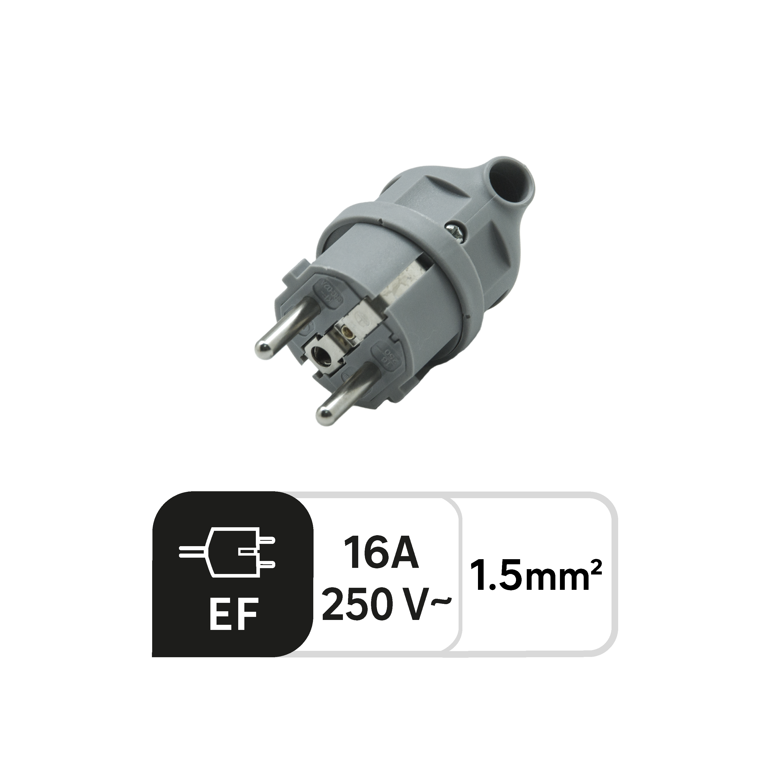 Wtyczka męska EF 2P+Z okrągła Szara - 6