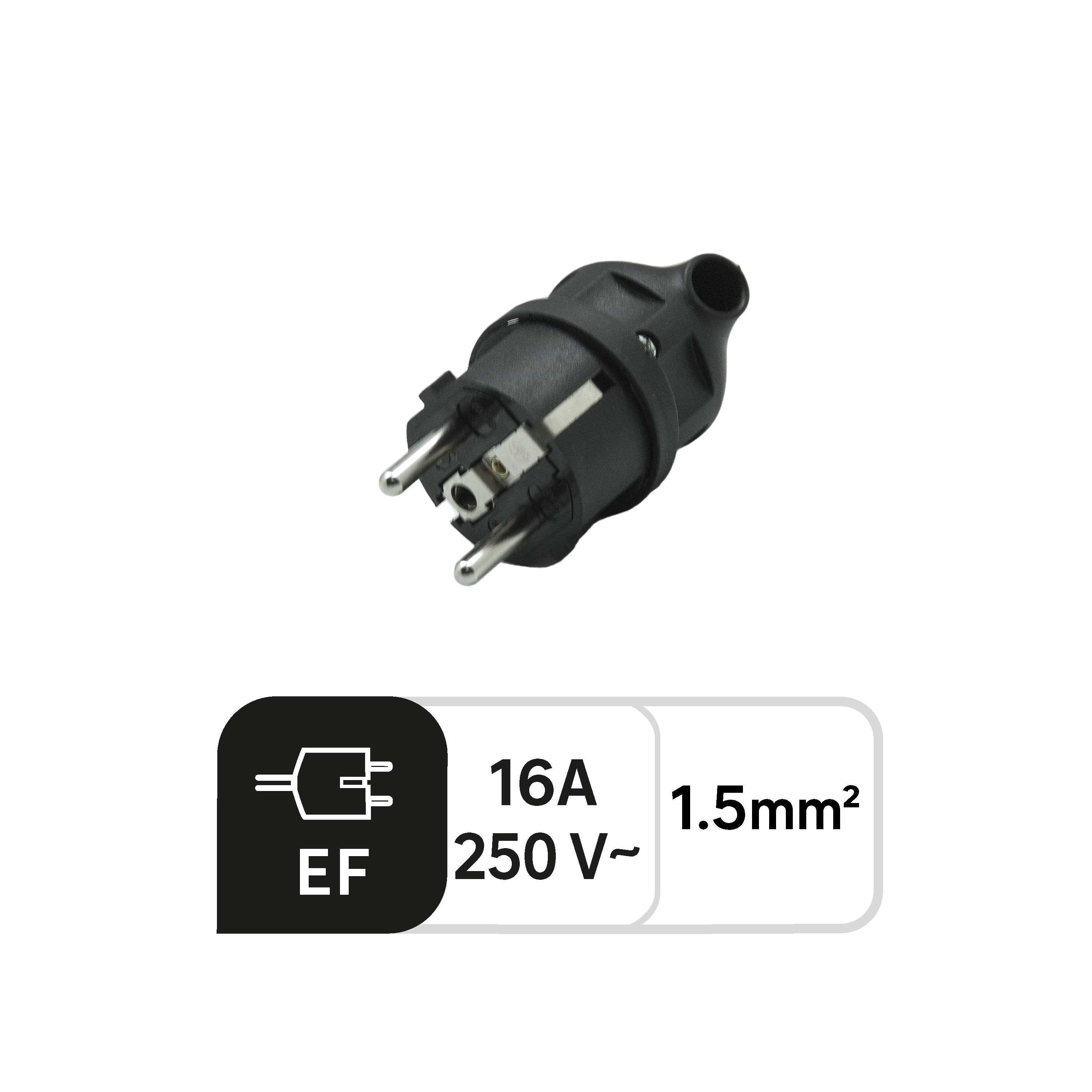 Ficha macho saída lateral anel extração 2p+t 16a preto - 2
