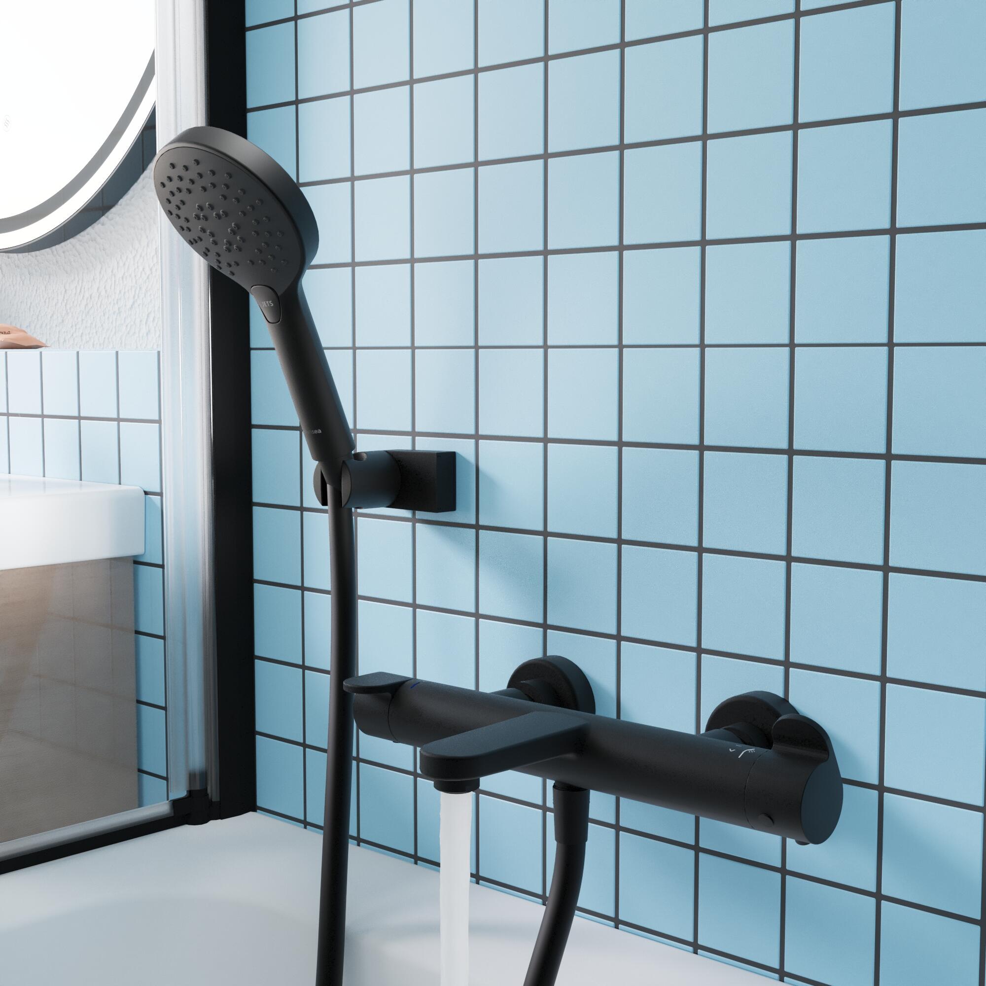 Grifo de bañera termostático SENSEA Icone negro mate Latón - 8