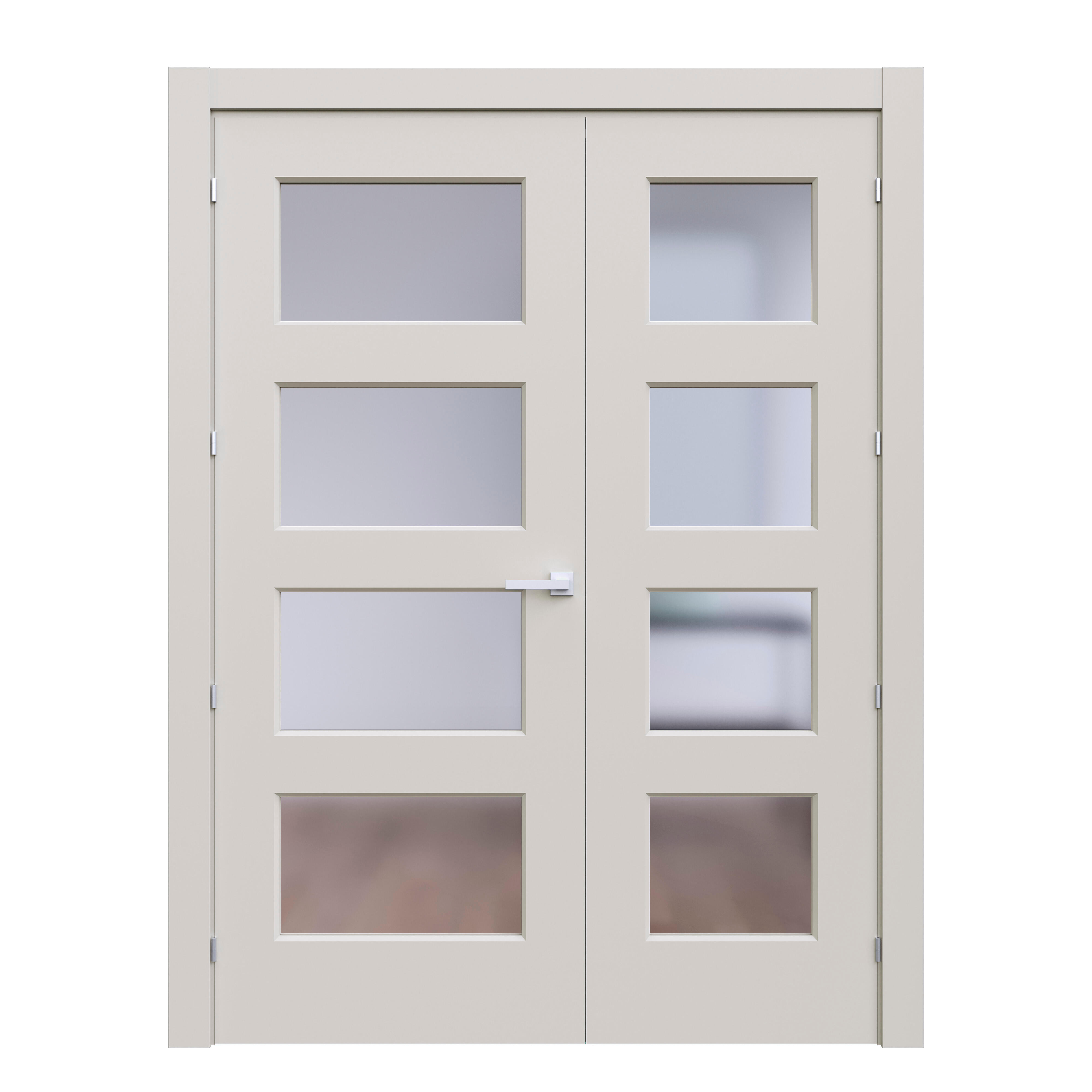 Puerta de interior abatible doble vidriera con fijo con cristal incluido maciza acabado lacado tinte castalla bosco beige apertura derecha cerco de 7x3 anchura 105 cm