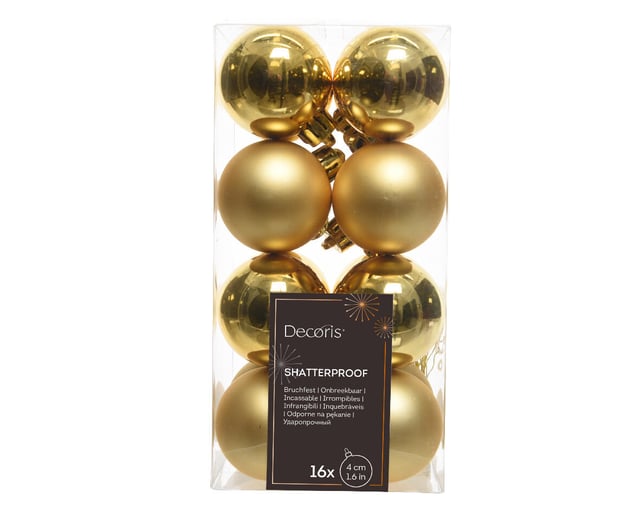 Conjunto de 16 bolas de natal ⌀4 cm dourado