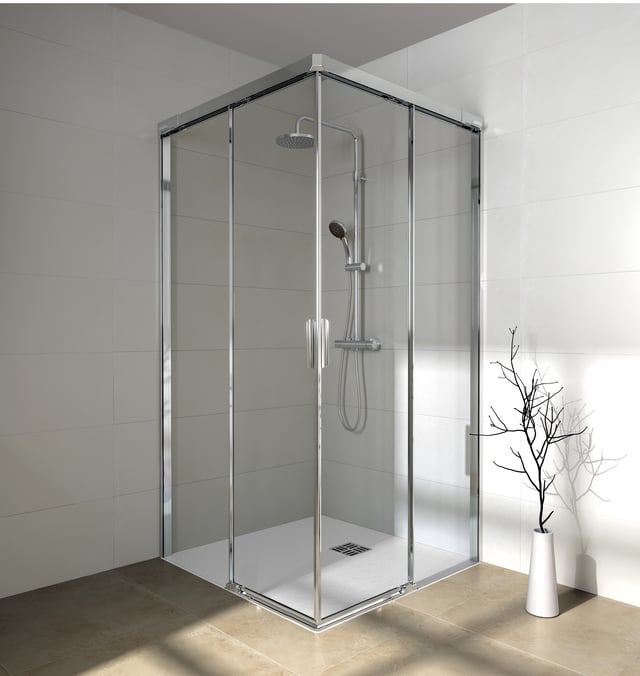 MAMPARA DE DUCHA ANGULAR CORREDERA GALA KLEVAN 100CM CROMO
