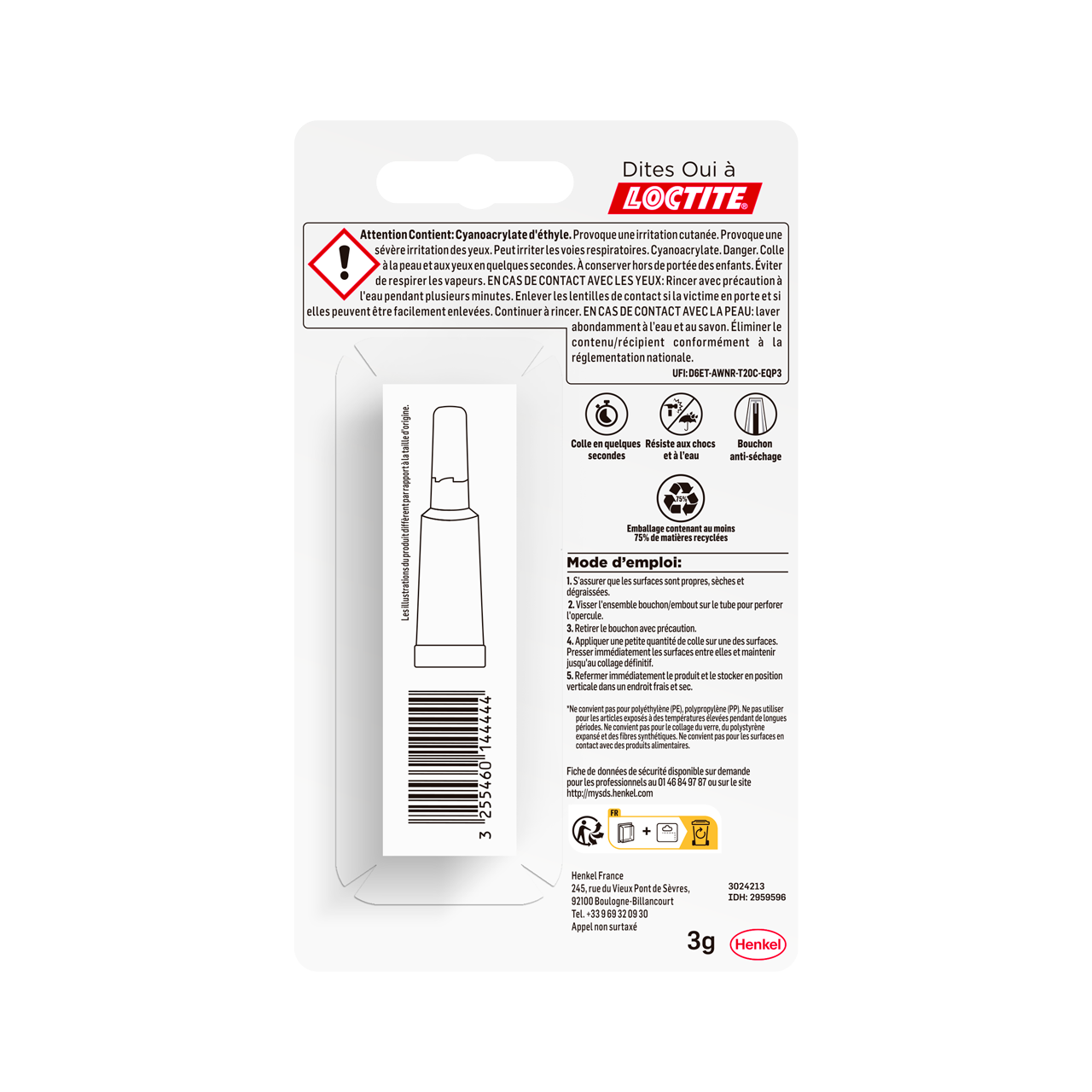 Colle de réparation Cyanoacrylate Super glue 3 universel LOCTITE, 3g transparent - 6