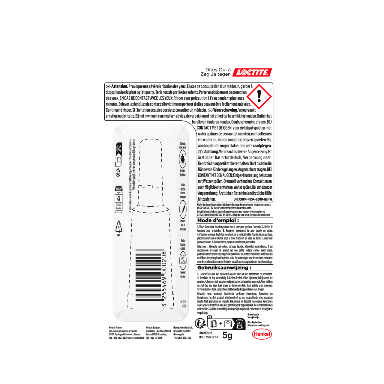 Colle d'assemblage gel cyanoacrylate Détache glue LOCTITE, 5 g transparent - 7