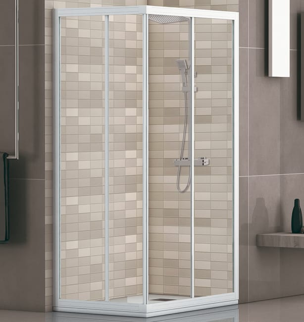 MAMPARA DE DUCHA CUADRADA CORREDERA SIENA 80X80CM BLANCO - 1
