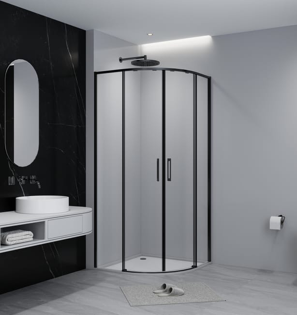 MAMPARA DE DUCHA CURVA TEKA INCA SLIM 80X80CM NEGRO - 1