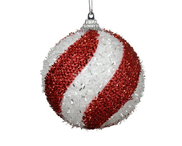 Bola de natal espirais ⌀10 cm vermelho e branco