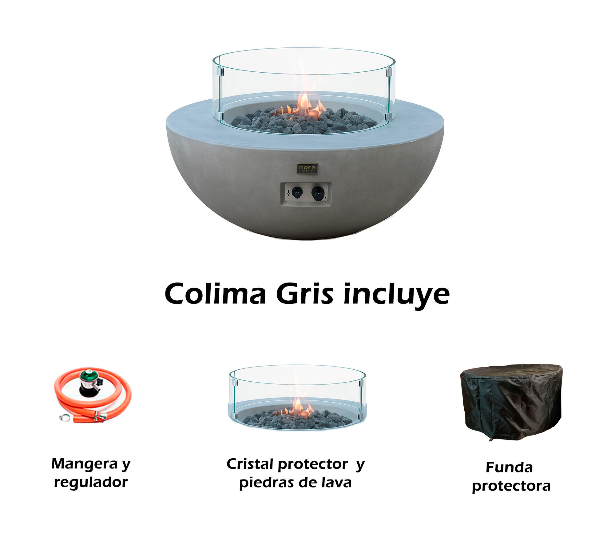 Estufa de gas para exterior NORA FLAMES  Colima gris de 16 kW - 4