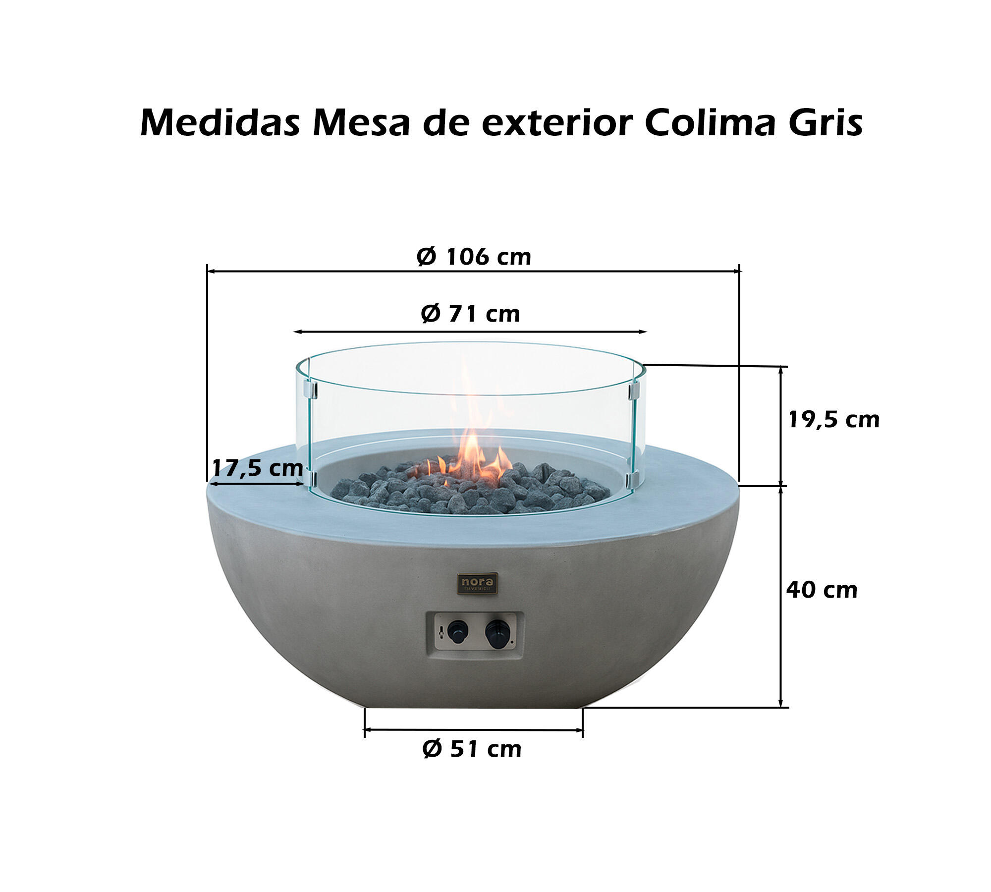 Estufa de gas para exterior NORA FLAMES  Colima gris de 16 kW - 2