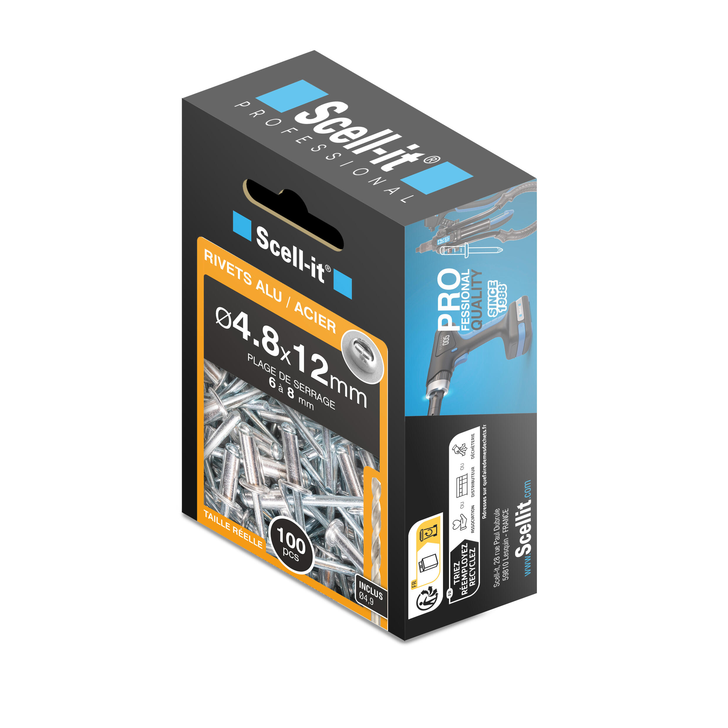 Rivetti in alluminio L 12 x H 9 mm Ø 4.8 mm 100 pezzi - 2