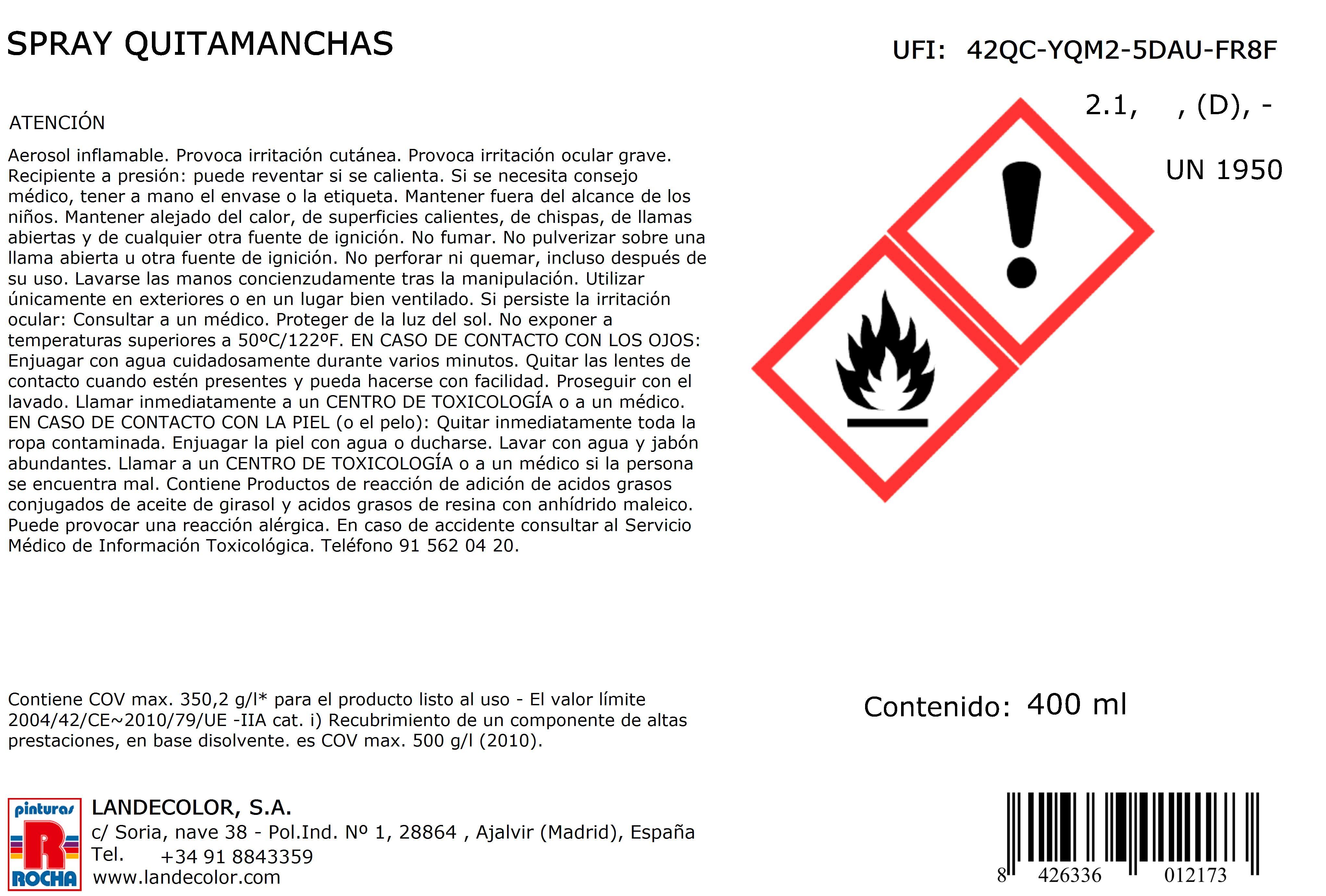 SPRAY QUITAMANCHAS ROCHA 400ML BLANCO - 3