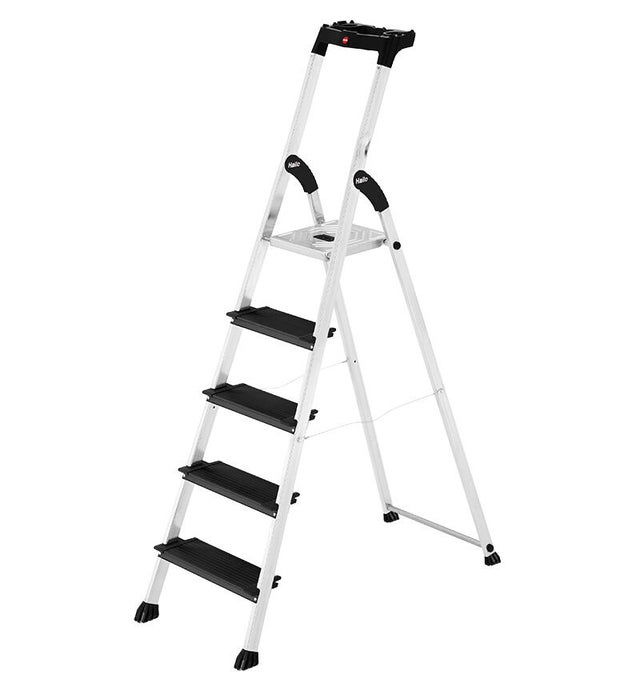 Escabeau pro aluminium HAILO XXL Blackline 5 marches avec tablette porte-outils