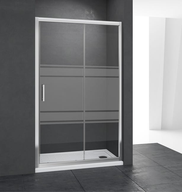 MAMPARA DE DUCHA FRONTAL CORREDERA LEXIE 140CM CROMO - 1