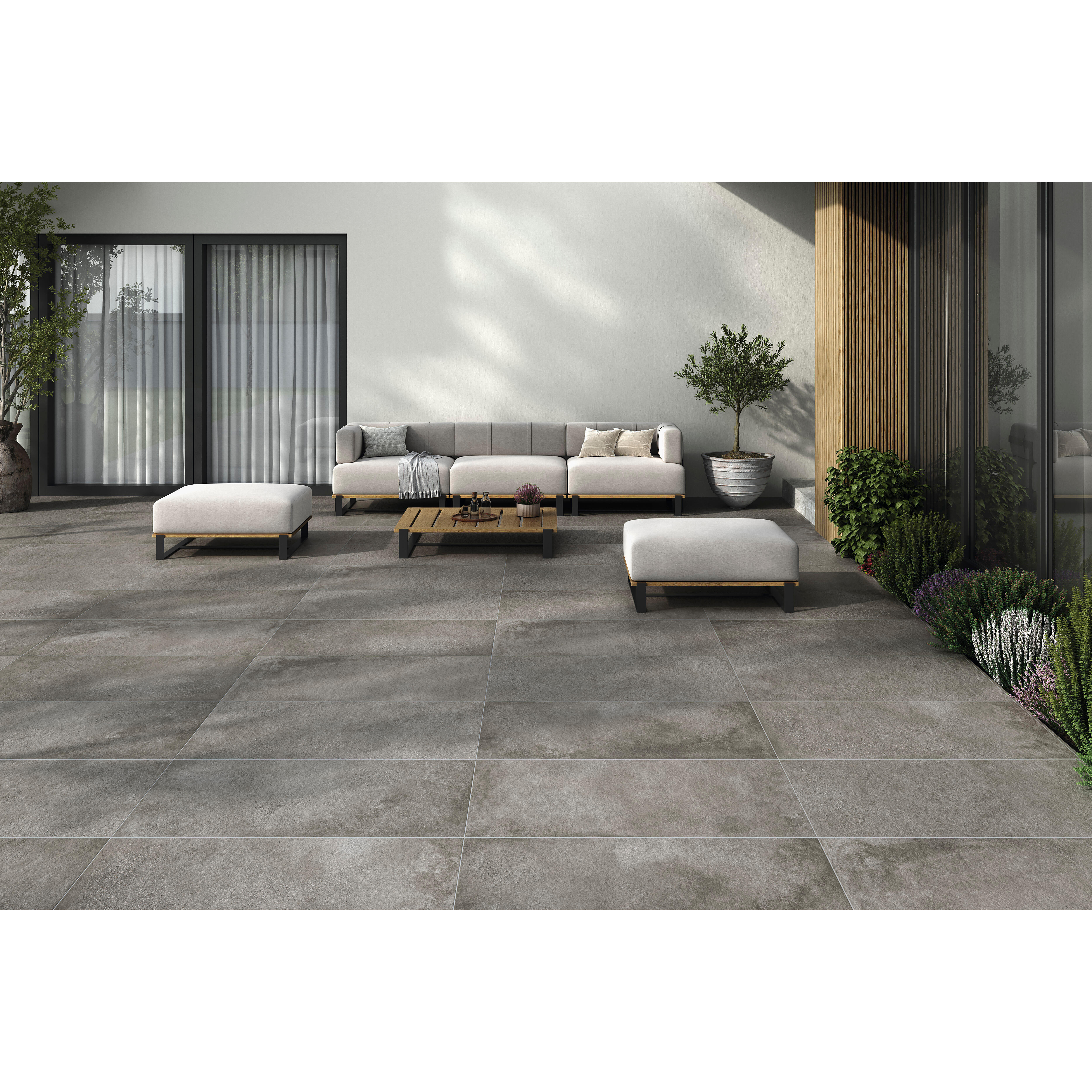 BALDOSA EXTERIOR PORCELÁNICO 60X120CM CELENO ANTRACITA - 2