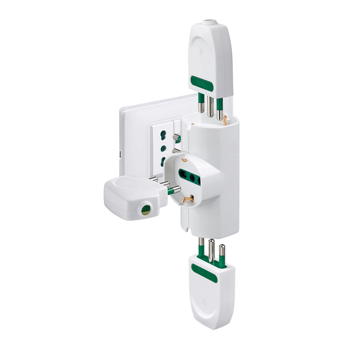 Adattatore multiplo VIMAR, 3 prese: 3 16 A (2 poli + terra)3 presa uninversale, con spina 16 A, bianco - 4