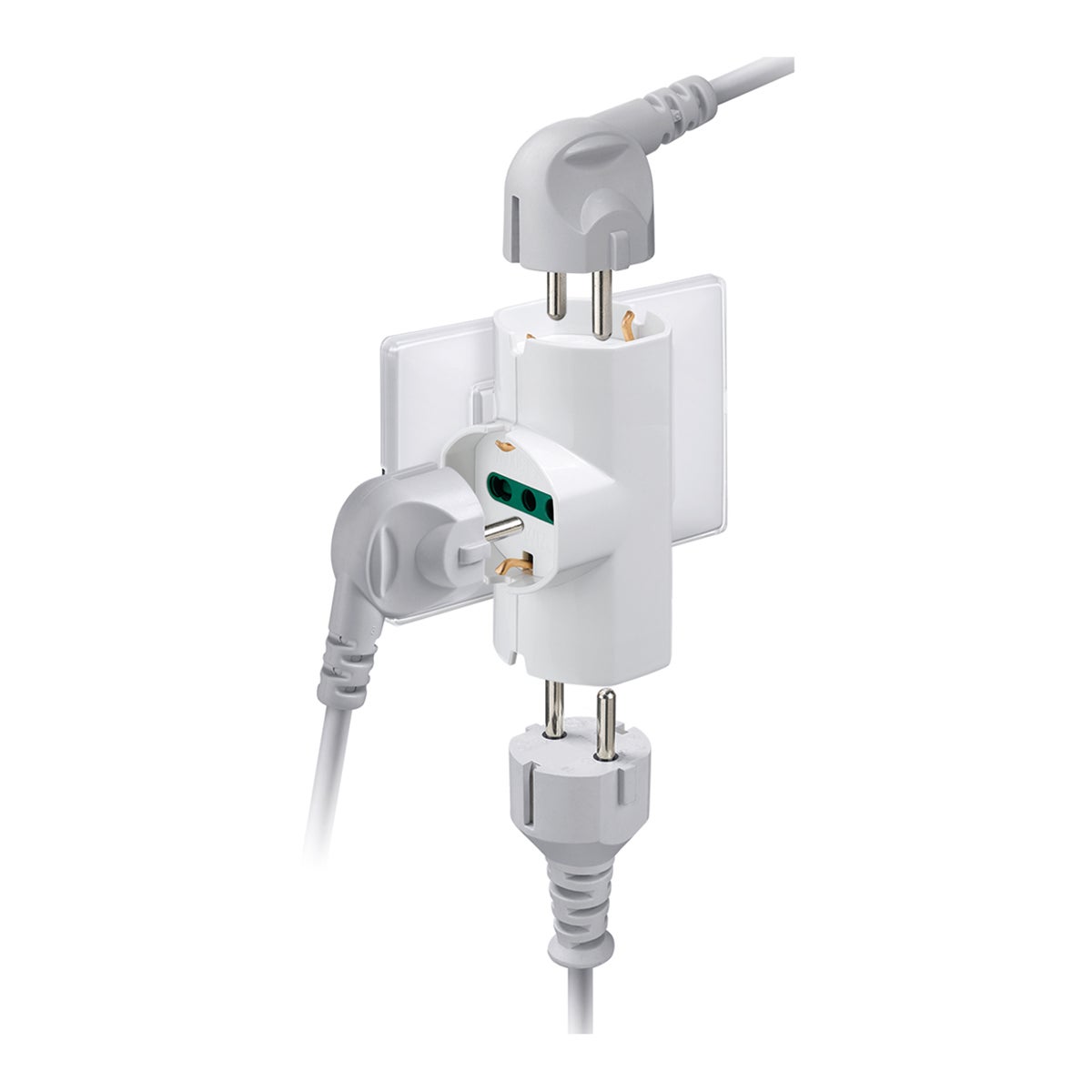 Adattatore multiplo VIMAR, 3 prese: 3 16 A (2 poli + terra)3 presa uninversale, con spina 16 A, bianco - 2