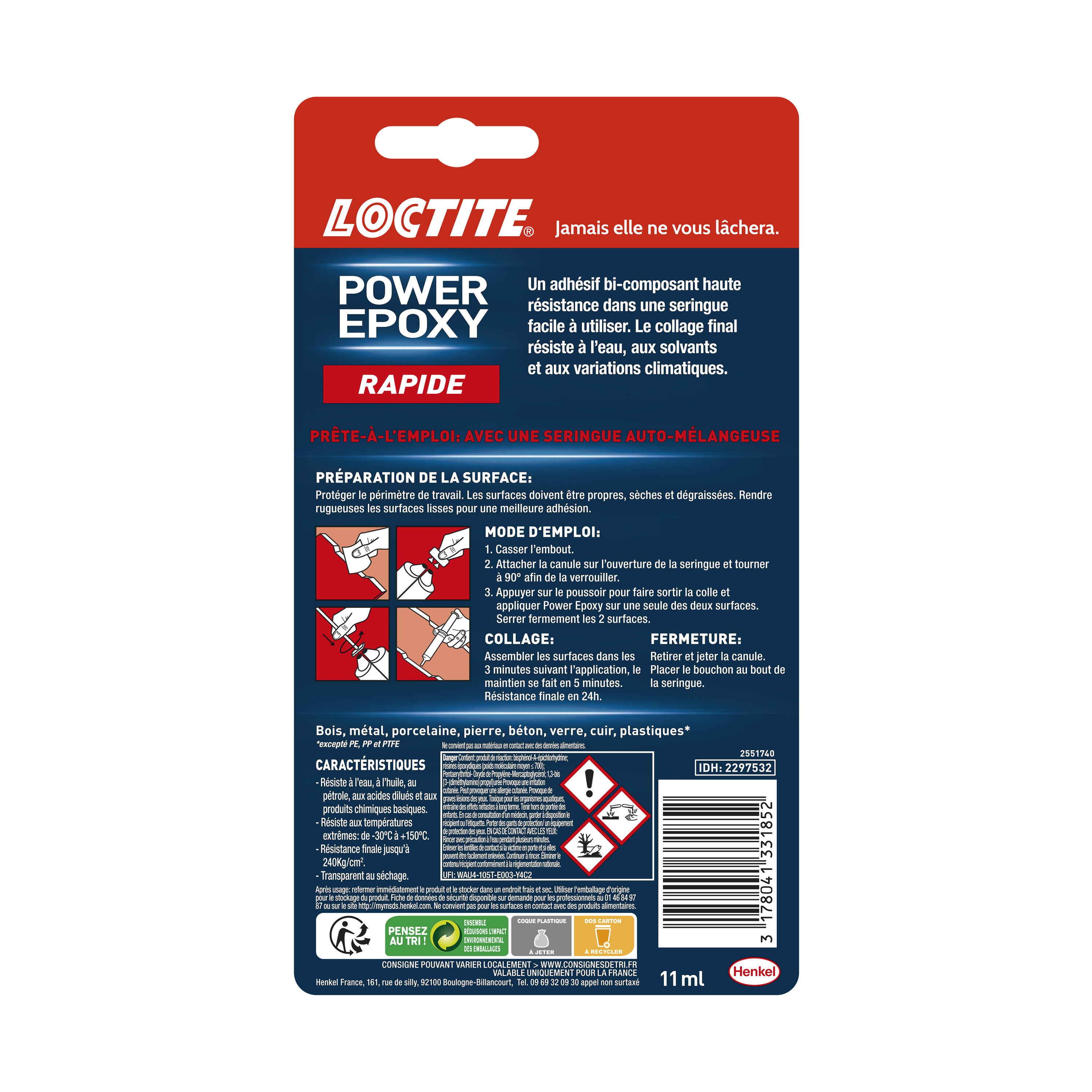 Colle époxy universelle prise rapide 5 min 11 ml - LOCTITE - 8