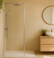 MAMPARA PANEL DE DUCHA PUERTA ABATIBLE CARIBE PRO 40CM CROMO - 1