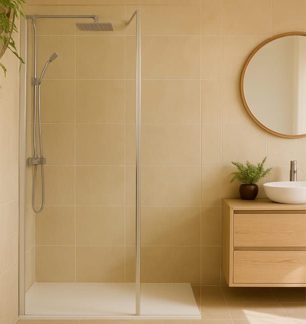 MAMPARA PANEL DE DUCHA PUERTA ABATIBLE CARIBE PRO 40CM CROMO - 1