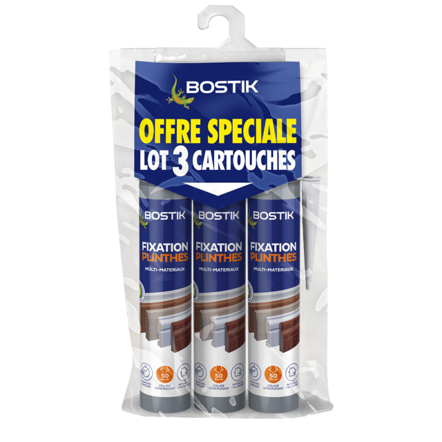 Lot de 3 colles de fixation BOSTIK Fixation plinthes, 310 ml