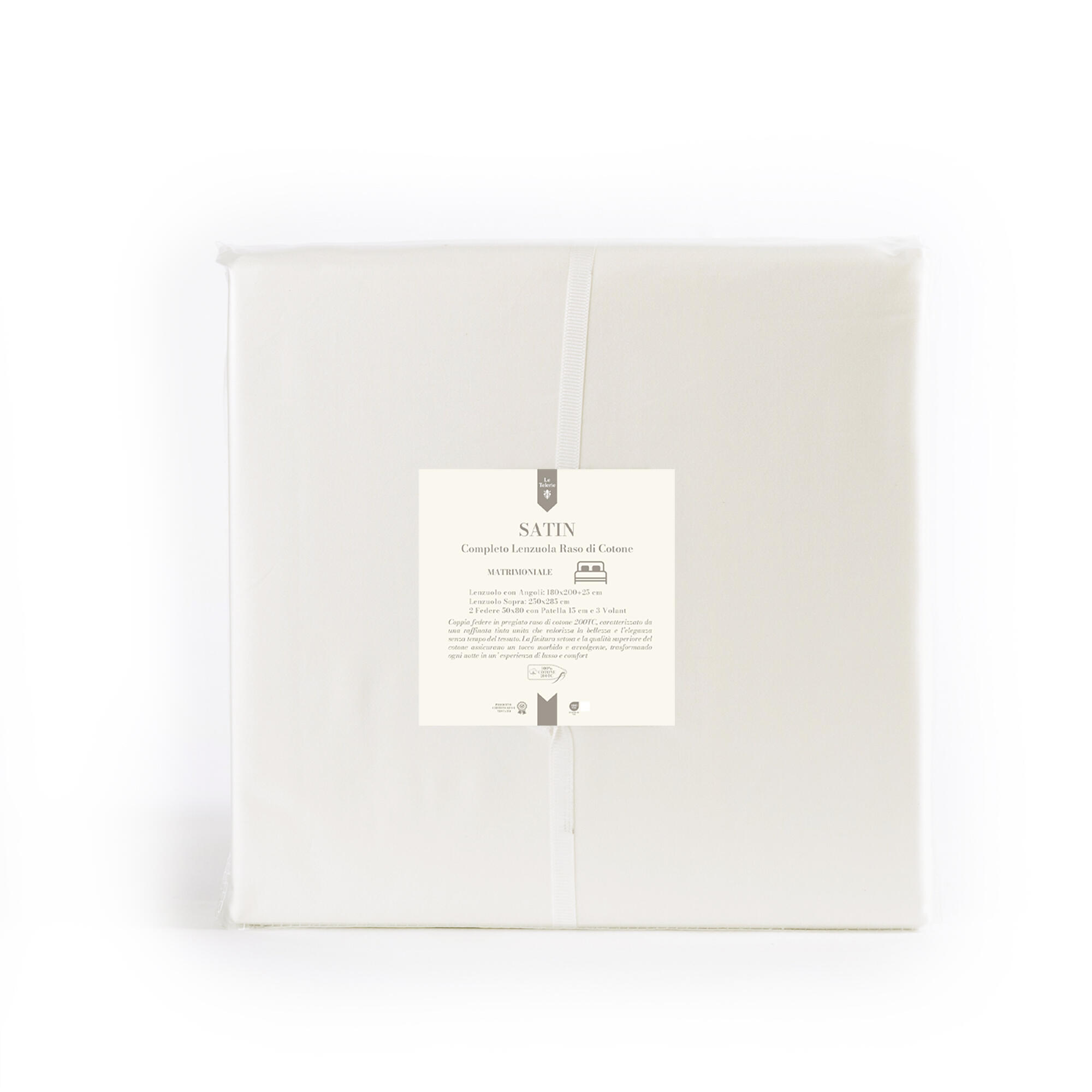 Set di lenzuola matrimoniali Raso crema in cotone - 3
