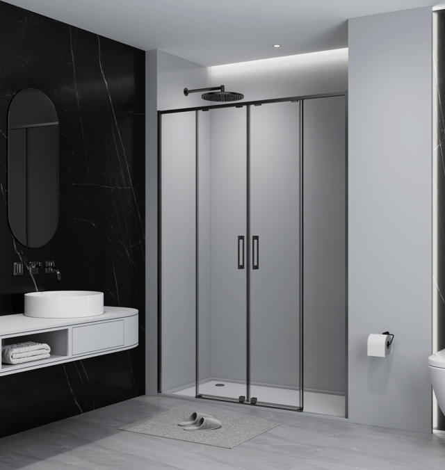 MAMPARA DE DUCHA 2 PUERTAS FRONTAL CORREDERA TEKA INCA SLIM 170CM NEGRO
