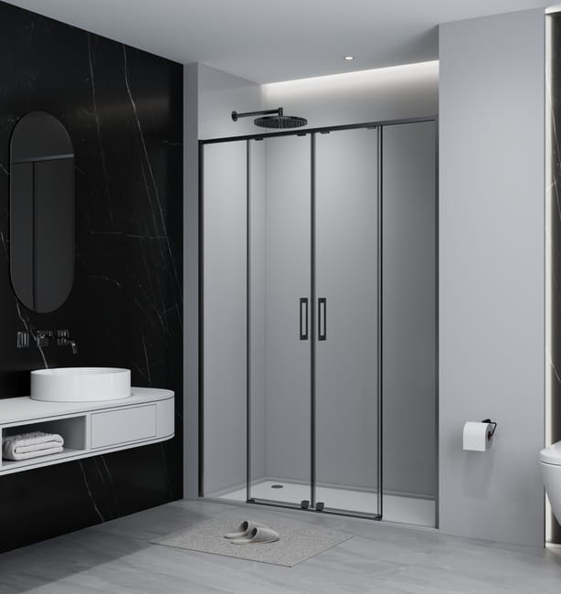 MAMPARA DE DUCHA 2 PUERTAS FRONTAL CORREDERA TEKA INCA SLIM 170CM NEGRO - 1