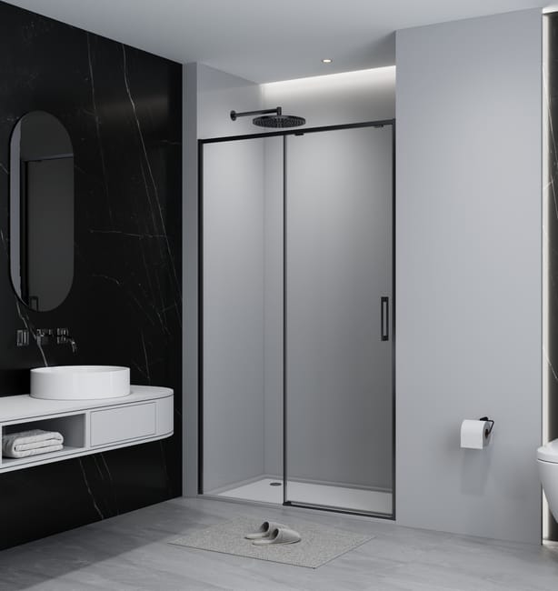 MAMPARA DE DUCHA FRONTAL CORREDERA TEKA INCA SLIM 110CM NEGRO - 1