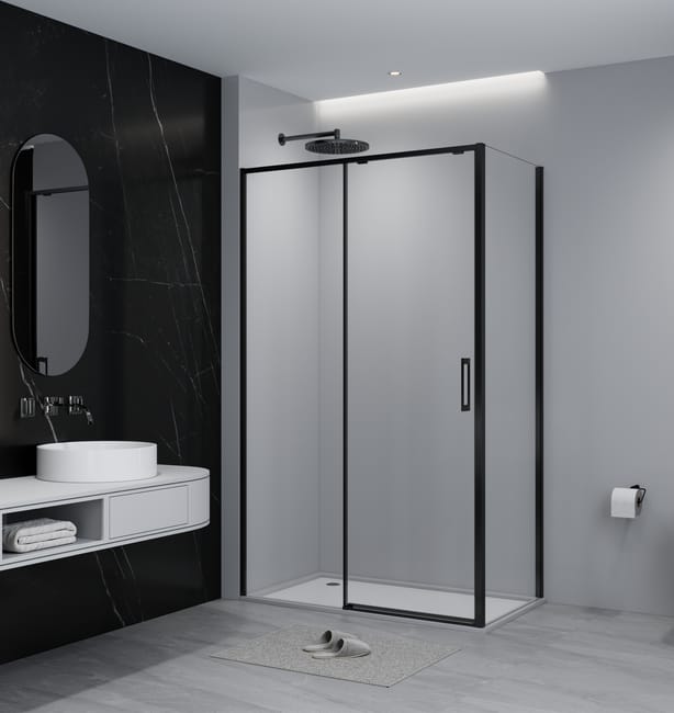 MAMPARA DE DUCHA LATERAL FIJO TEKA INCA SLIM 70CM NEGRO - 1