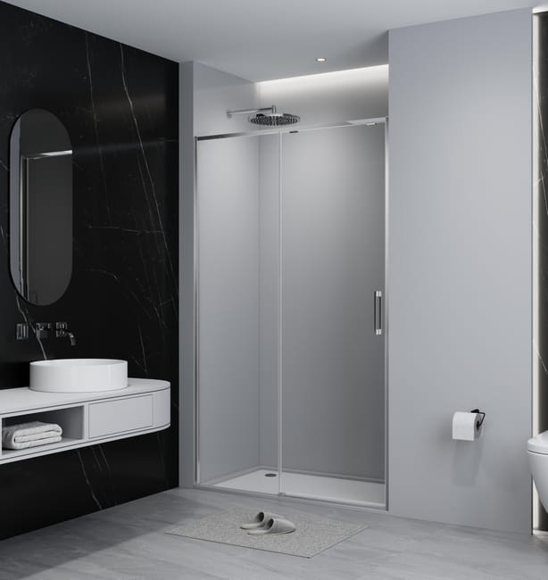 MAMPARA DE DUCHA FRONTAL CORREDERA TEKA INCA SLIM 160CM CROMO - 1