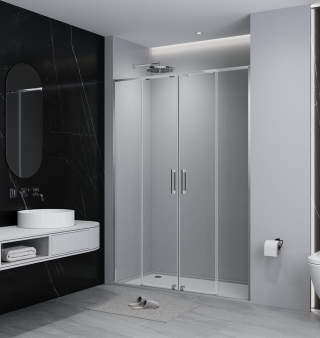 MAMPARA DE DUCHA 2 PUERTAS FRONTAL CORREDERA TEKA INCA SLIM 190CM CROMO