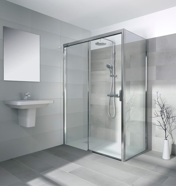 MAMPARA DE DUCHA LATERAL FIJO GALA KLEVAN 80CM CROMO - 1