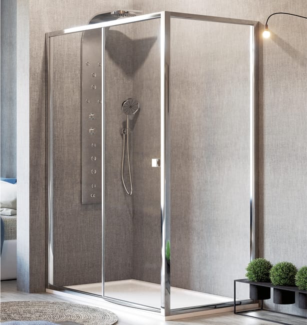 MAMPARA DE DUCHA LATERAL FIJO CATANIA PRO 80CM CROMO - 1