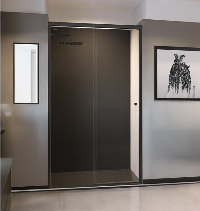 MAMPARA DE DUCHA FRONTAL CORREDERA DUSCHOLUX D0 PRO 130X200CM NEGRO