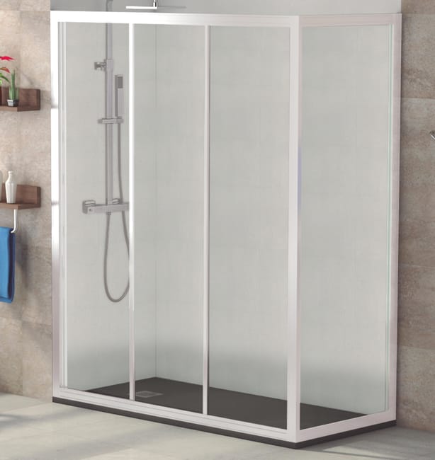 MAMPARA DE DUCHA 3 PUERTAS LATERAL FIJO SIENA 70CM BLANCO - 1