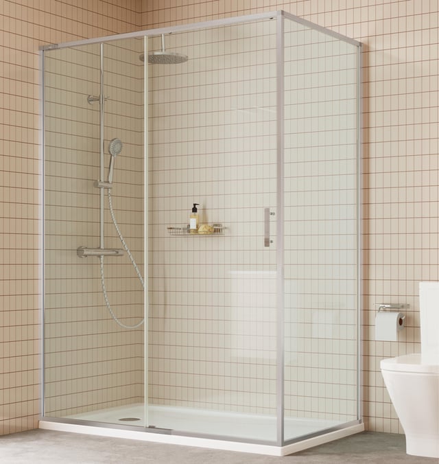 MAMPARA DE DUCHA LATERAL FIJO 80cm. VICTORIA PLUS ROCA PLATA