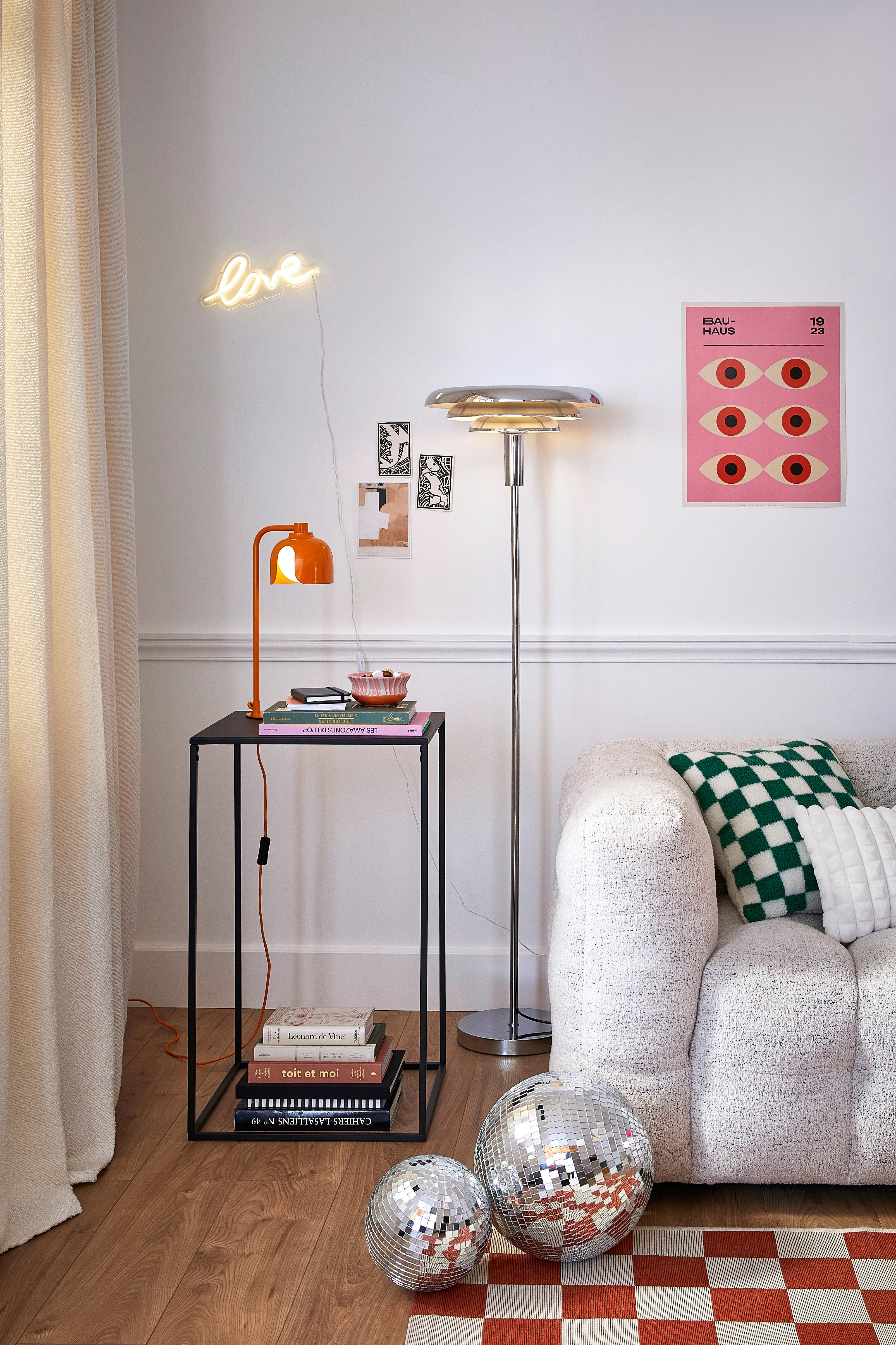 Lampadaire Prunella, fer, argent,  H.150 cm INSPIRE, E27 - 2