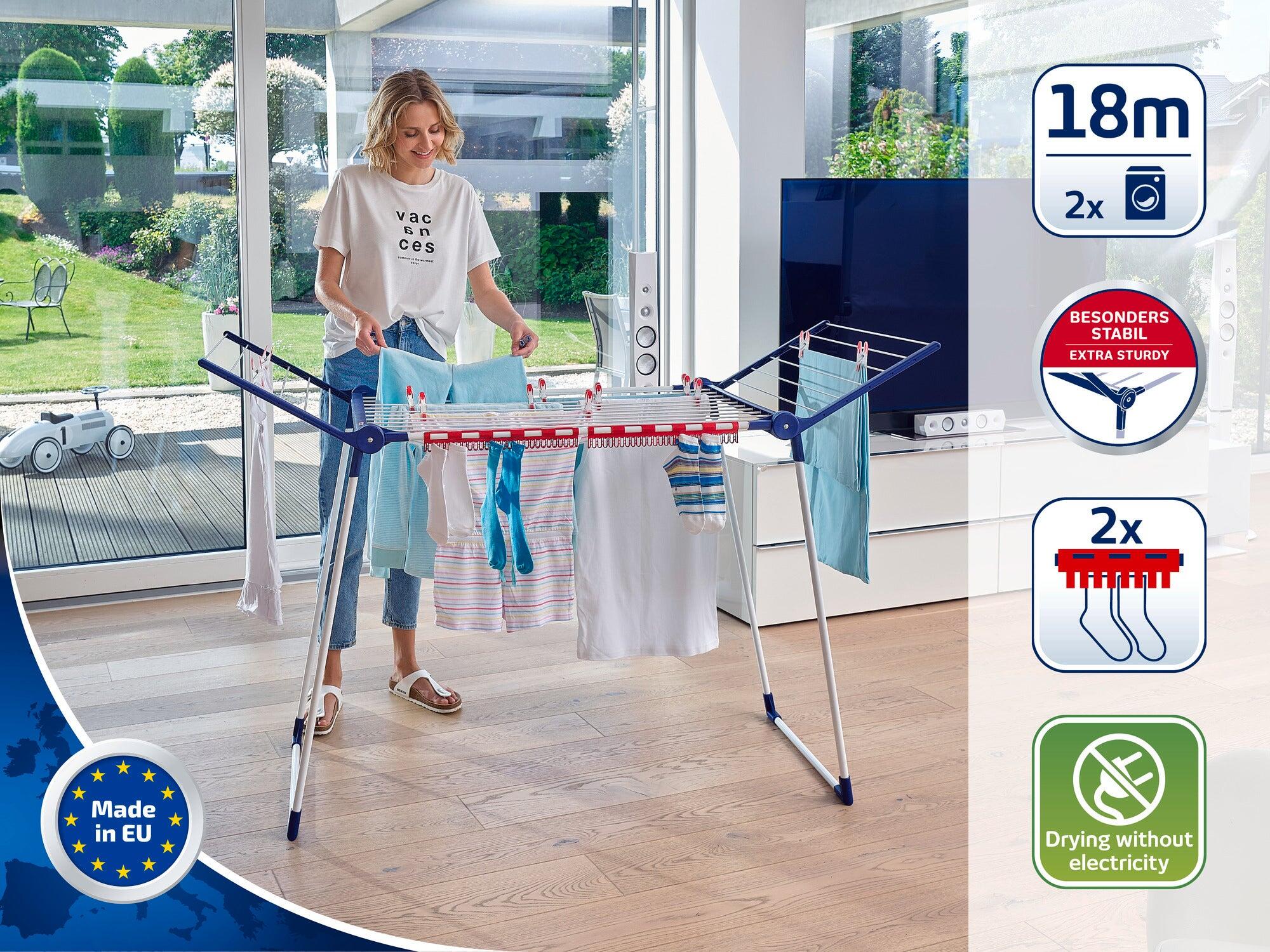 Estendal com abas aço 18 metros 157x87x66 cm Leifheit Pegasus 180 Solid Classic - 4