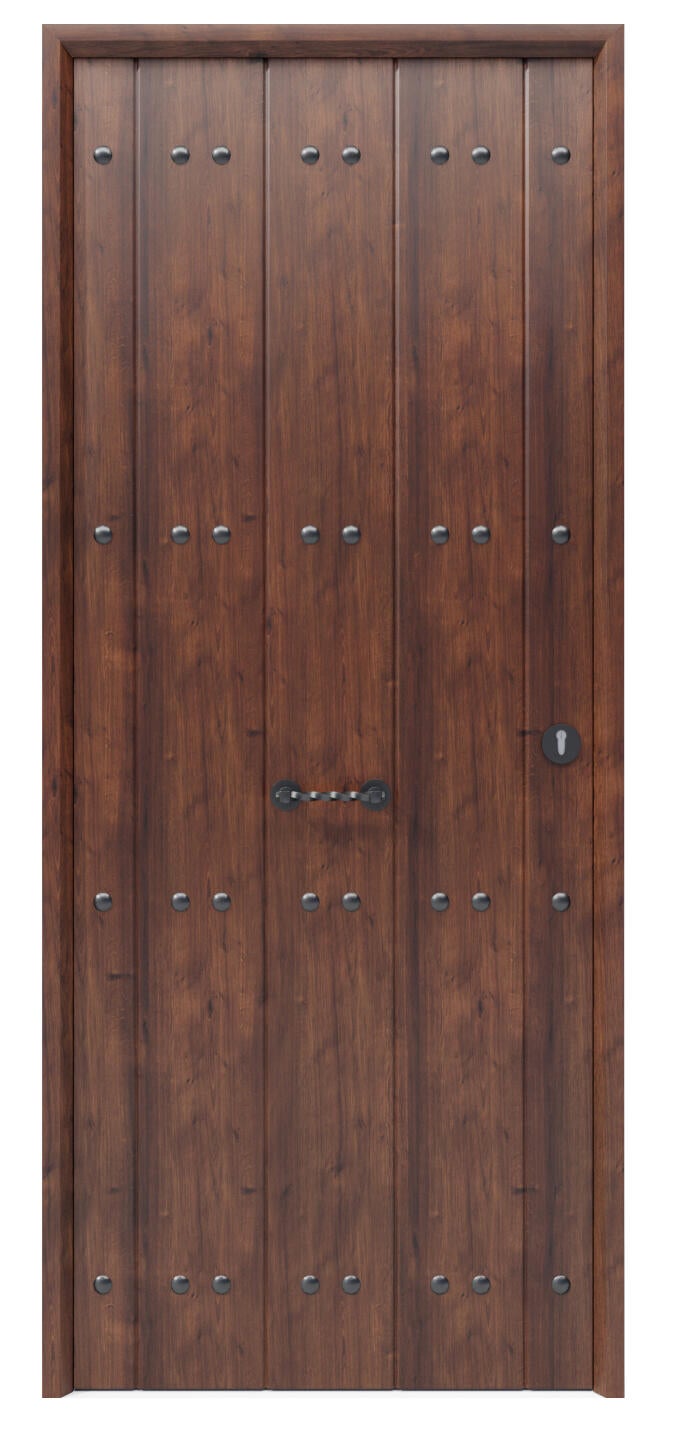 Puerta metálica rústica Eco color nogal de apertura izquierda de 210x89cm - 2