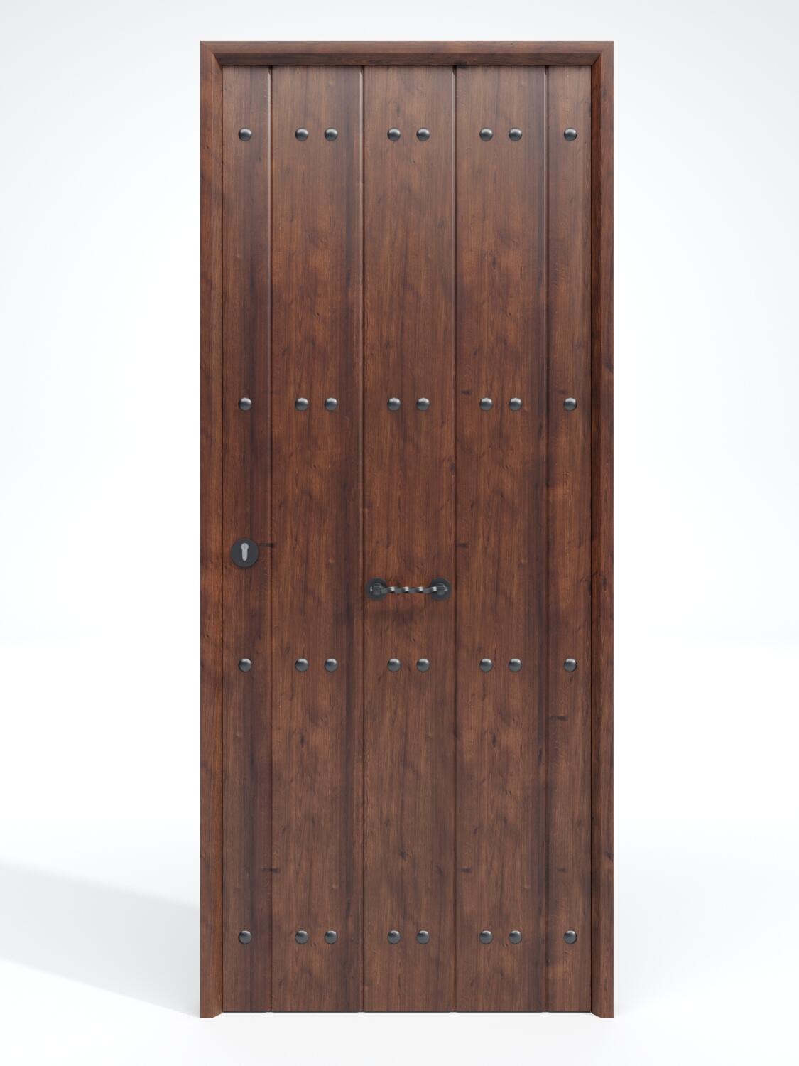 Puerta metálica rústica Eco color nogal de apertura derecha de 210x89cm - 2