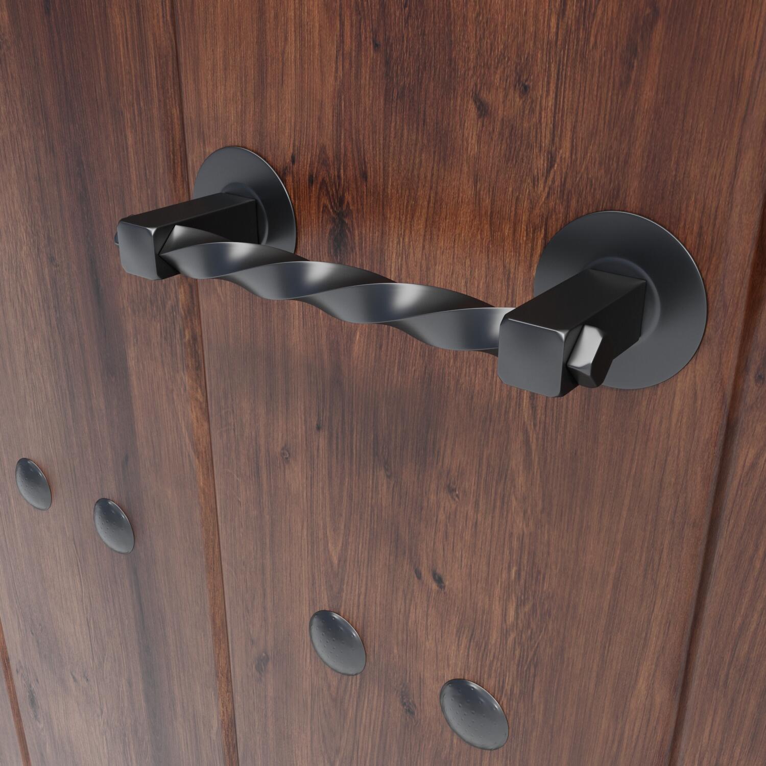 Puerta metálica rústica Eco color nogal de apertura derecha de 210x89cm - 5