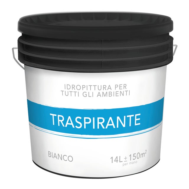 Pittura per interni per parete e soffitto traspirante bianco opaco, 14 L