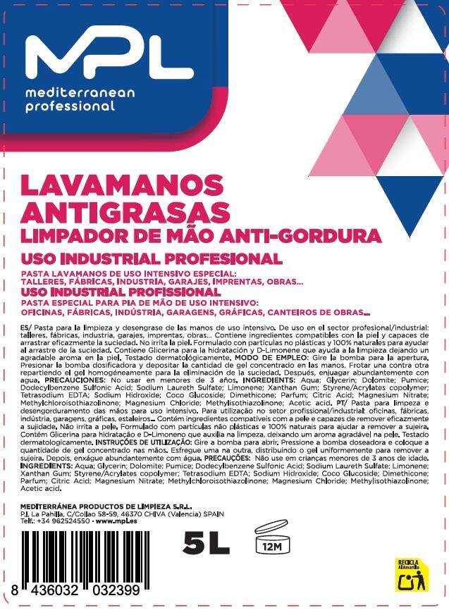 JABON DE MANOS ANTIGRASA CON DOSIFICADOR 5L - 2